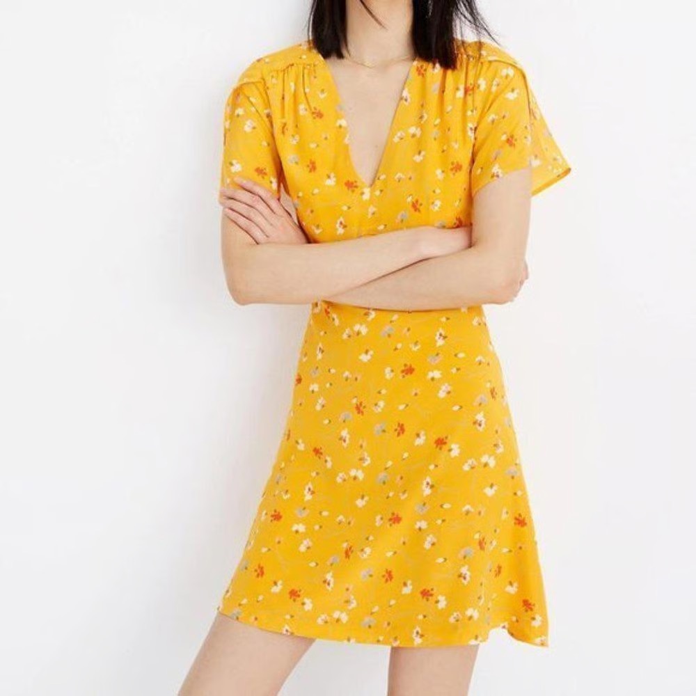 Madewell Silk Belladonna Dress in Painted Carnations